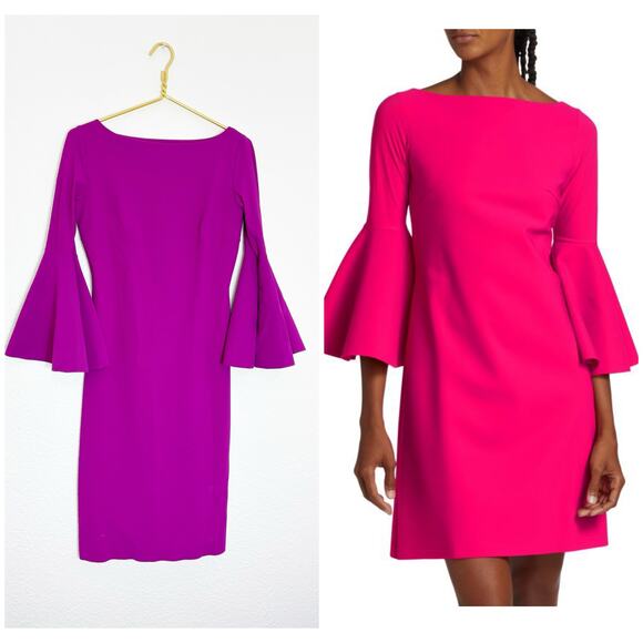 Chiara Boni La Petite Natalia Bell Sleeve Dress Size 44 Purple Quiet Luxury